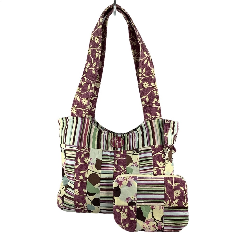 Handmade Womens Purple Quilted Tote & Matching Wallet Set